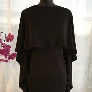 Black cape detail cocktail dress